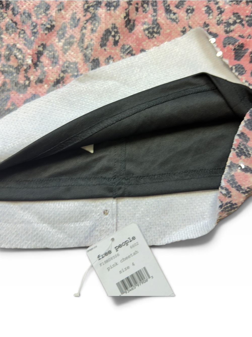 FREE PEOPLE PINK CHEETAH SEQUIN MINI SKIRT - NWT! - Picture 6 of 7